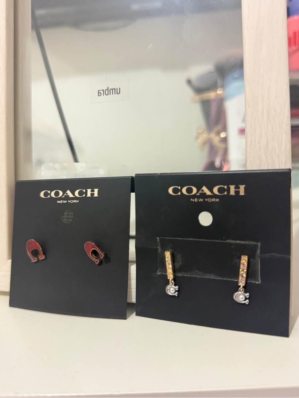 COACH Women's Gold and  Signature Charm Earrings Set